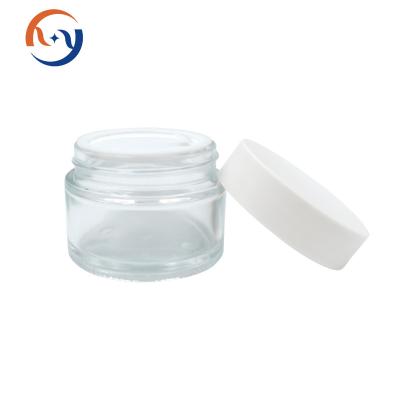 China Free Sample Wholesale 5g 15g 20g 30g 50g Eco Cosmetic Containers Transparent Beauty Gel Jar Frosted Glass Cream Jar for sale