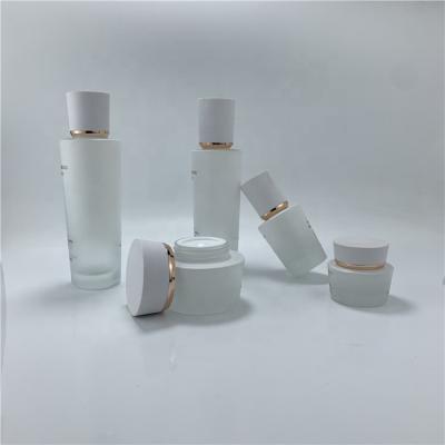 China Cosmetic Packaging Best Premium Glass Capsule Type Moisturizing Lotion Cosmetics Frosted Glass Bottle for sale