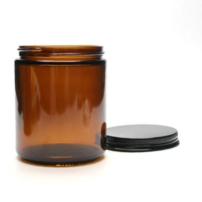 China Eye Cream Factory Made Amber Glass Jar 9oz Straightsided Amber Jars for sale