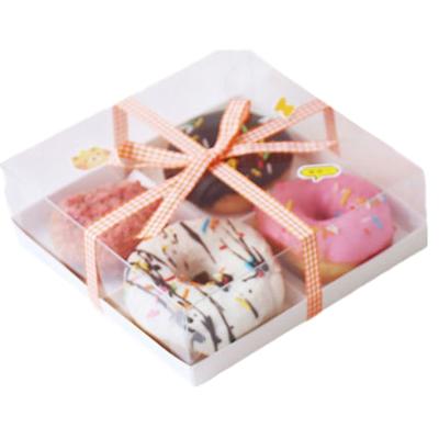 China Customized Creative Recyclable Packaging White Paper Bakery Dessert Boxes With Clear Window Without Accessories for sale