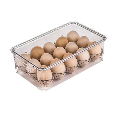 China Stackable Freshness Preservation BPA Free Polyethylene Plastic Egg Containers Covered Egg Racks For Fridge Freezer Pantry Organization for sale