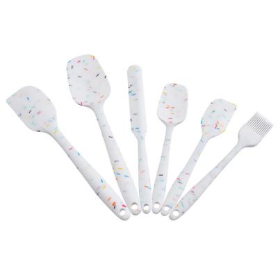 China Viable New Design Bpa Free Kitchenware Marble Set Spatula Silicone Cookware Set For Heat Resistant Nonstick Cookware for sale