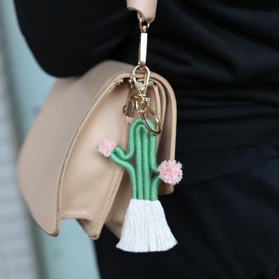 China Factory Hot Selling Keychain Top Chain Bohemian Cactus Coin Girls Key Chain Bags Pendant Handmade Gifts Woven Tassels Keychains Christmas Accessories for sale