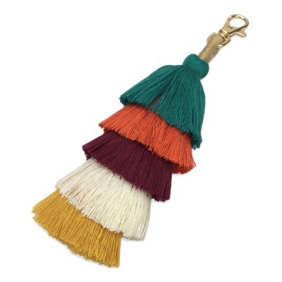 China 5 Cotton Yarn Tassel Decorative Pompom Boho Accessories Bag Luggage Bag Accessories Multicolor Layered Key Chain Handmade Jewelry Charm for sale