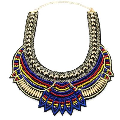 China Multicolor Boho Jewelry Accessories Beaded Statement Necklaces Unique Handmade Ethnic Bib Chokers Necklaces Wholesale for sale