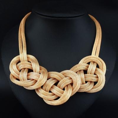 China Large TRENDY Necklaces Boho Maxi Handmade Jewelry Chunky Statement Knot Pendants Necklace Scarves Women Gold Chain Necklace for sale