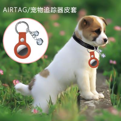 China Dogs Fashion Leather Case Pet Puppy Bell Anti-Lost Apple Tracker High-Grade PU Leather Key Chain Cover Device Accessories for sale