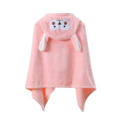 China QUICK-DRY Baby Bath Towel Cape Absorbent Hooded Bathrobe Cartoon Infant Coral Velvet Bath Towel for sale