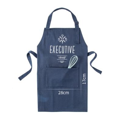 China Custom Black Kitchen Adjustable Cotton Canvas Apron Chilling And Dining Cooking Blue Apron for sale