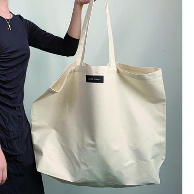 China Large Size Handled Cotton Shopping Bag Canvas Tote Bag for sale