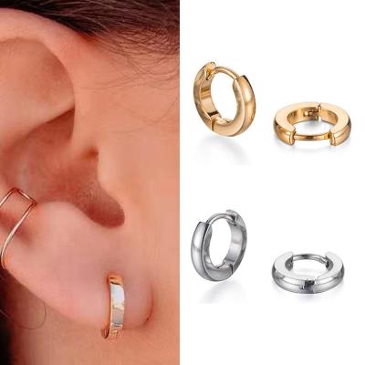 China New Fashion Punk Stainless Steel Hoop Earrings For Women Girls Gold Silver Color Round Geometry Earrings Shape Simple Jewelry for sale