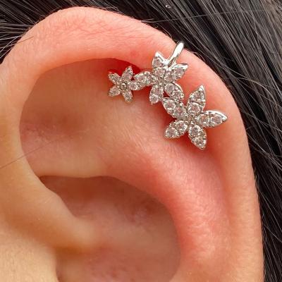 China New Trendy 1Pcs Fashion Simple Flower Shape Zircon Ear Cuff For Women Temperament Crystal Clip On Earrings Ear Cuff Non Pierced Jewelry for sale