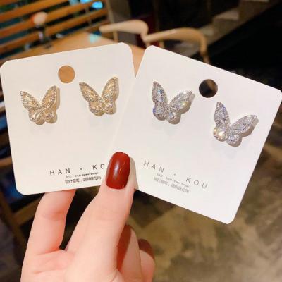 China New FASHIONABLE Striking Cute Rhinestone Crystal Gold Color Butterfly Lighting Glow Stud Earrings For Women Earring Gifts for sale