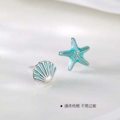 China FASHIONABLE Starfish Shell Earrings Female 2022 Summer New Niche Temperament Simple Exquisite Asymmetrical Ear Jewelry Trendy Design Sense for sale