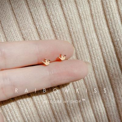 China Mini Small Cute Ear Studs Gold Crown Flower Stud Earring Women Simple Punk Helix Animal Tragus Cartilage Tiny Girls Heart Piercing for sale