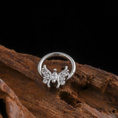 China 1Pcs Butterfly Nose Ring Neo-Gothic Titanium Steel CZ Nase Septum Piercing Ring Eye Cartilage Body Piercing Jewelry For Women Men Demon for sale