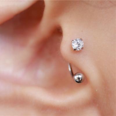 China Stainless Steel Zircon Circle Tragus Cartilage Helix Stud Earring Punk Screw Daith Rook Conch Conch Women Jewelry Stud Earring for sale