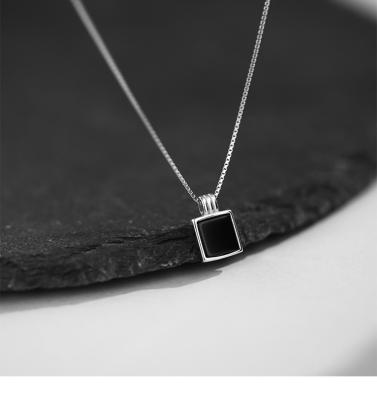 China Full Diamond Micro-Encrusted Zircon Necklace Female Girls Girlfriend Gift Fashionable Clavicle Chain Black Square Necklace NEW for sale