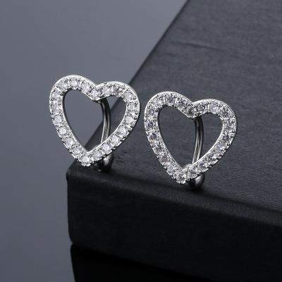 China Trendy New Fashion Body Piercing Jewelry Navel Ring Belly Button Nail Heart-Shaped Full of European and American Zircon Helix for sale