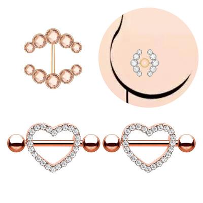 China Fashion sexy Jewelry Ring Fashion Heart Barbell Nipple Ring Piercing Helix Body Piercing Stainless Steel Zircon Nipple Jewelry for sale