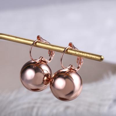 China TRENDY Creative Rose Gold Bow Hanging Dangle Earring Charming 2021 Female New Ball-shape Soft Drop Ear Dangle Earring For Women for sale