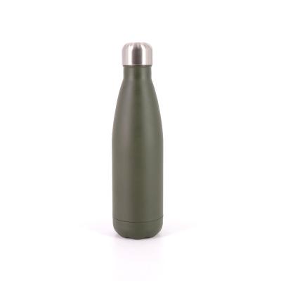 China 500ml Stainless Steel PORTABLE Outdoor Vacuum Insulated Cola Shape Matt Surface Army Green Bottle Water Bottle for sale