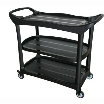 China High Quality Black Plastic Trolley Doorman Service Trolley Hotel/Restaurant Hotel Color Service Trolley With Side Buckets-YG08179 for sale