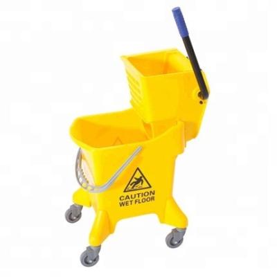 China 31L Eco-friendly Wholesale Hotel Eco-Friendly Hotel Restaurant Yellow Plastic Yellow Plastic Wringer Bucket Mop Bucket Trolley Cart With Wheels for sale