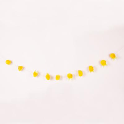 China Portable Customize Lovely Fur Ball Decorations Cute Yellow Pom Pom Hanging Flag for sale