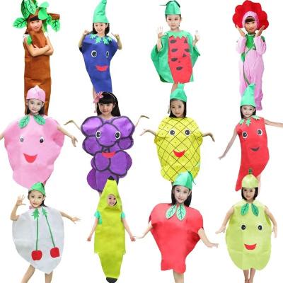 China Nonwoven Funny Felt Kids Strawberry Pumpkin Kids Play Fruit Vegetable Role Play Costumes For Kids for sale