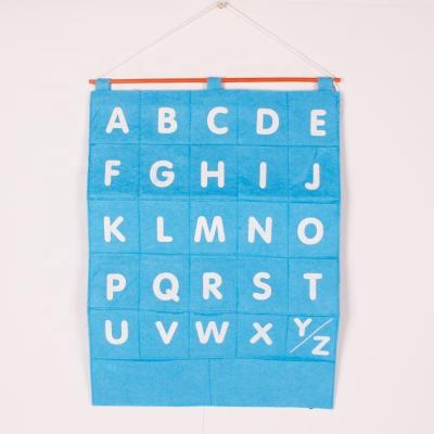 China Portable Customized Alphabet Wall Hanging Felt Decor with Storage for Kids Room Decoration Education for sale