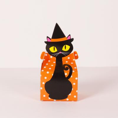 China Small Portable Special Cute Cat Birthday Party Favor Folded Paper Candy Gift Boxes for sale