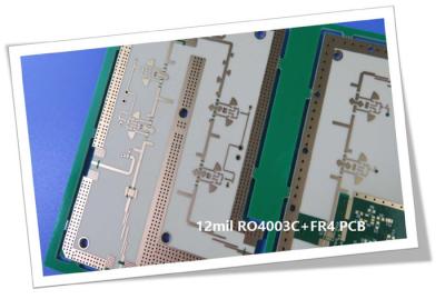 China 4-layer Hybrid PCB Multilayer Board Built on Rogers RO4003C and Isola FR408HR with Impedance control and via filled. for sale