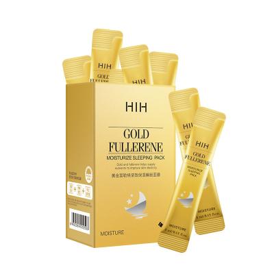 China Wholesale HIH Gold fullerene firming moisturizing sleep mask hydrating improve dry smear mask 20 Strip portable 1250 for sale