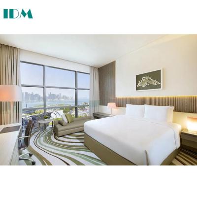 China IDM-616 Modern Modern Wood Veneer And Stainless Steel Room Hotel Bed Set for sale