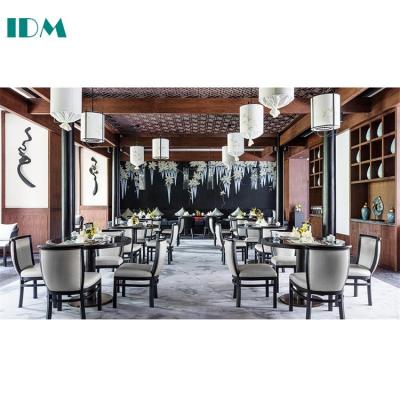 China IDM036 New Design Five Star Hotel Lobby Solid Wood Chairs Modern Restaurant Table Chairs Furniture Set for sale