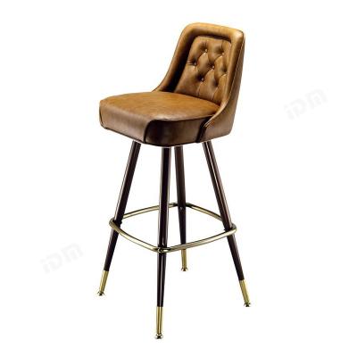 China Bar Furniture IDM-BC004 Style PU/Leather Bar Stool Metal Leg Modern Luxury Hotel Room Dining Chair for sale