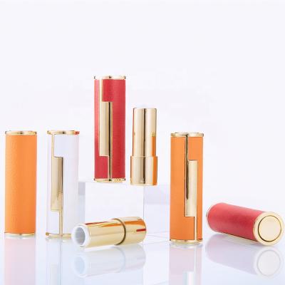 China Brand New Diy Leather Cosmetic Stock Push Korea Lipstick Container 12.1mm Empty Luxury Empty White Red Orange Lipstick Tube for sale