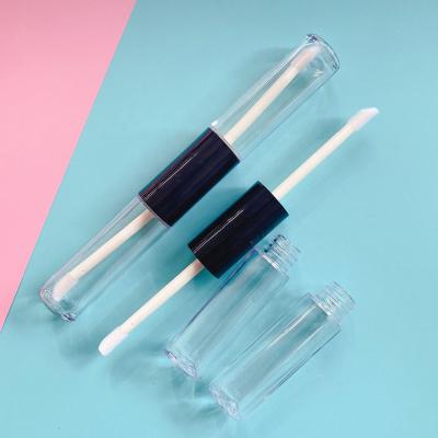 China Wholesale Custom Brand Cosmetic Double Sided Lip Gloss Tubes MOQ 100pcs Plan Logo Lipgloss Containers Black Round 8ml for sale