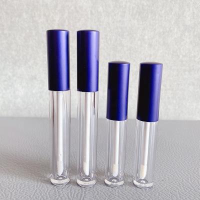 China Custom Logo Round Lip Gloss Tubes Brand Stock 100pcs 2.5ml 4ml Lip Gloss Cosmetic Aluminum Top Purple Tubes Packaging With Magic Wand for sale