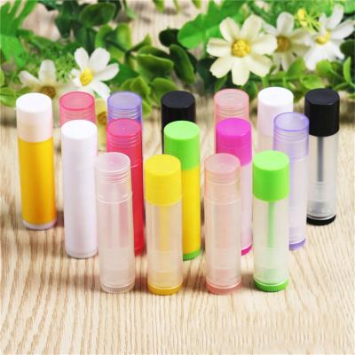 China Cosmetics plan low MOQ 5g pp brand stock colorful cylinder plastic empty lip balm container tube for sale