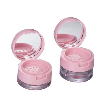 China Recyclable Pink 3g 5g Stock Adorable Loose Powder Case Empty Cosmetic Container With Mirror for sale