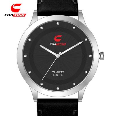 China Wholesales 2021 full calendar chaxigo china watches thin stone quartz luxury black color wrist watches dropshipping for sale