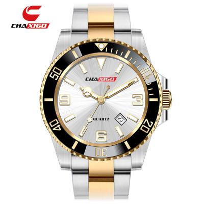 China Chaxigo Full Men's Calendar Watch Fashion Waterproof Calendar Watch Stainless Steel Design Your Quartz Watch for sale