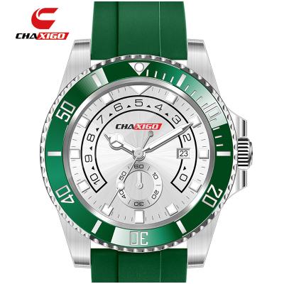 China Full calendar chaxigo 2021 trend OEM alloy custom automatic mens luxury watches with silicone strap for sale