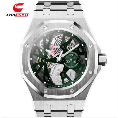 China Hot Full Calendar Brand Chaxigo Dial Stainless Steel Strap Fashion Men's Quartz Wristwatch New for sale