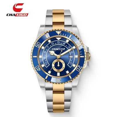 China Chaxigo Brand Men's Day/Date Fashion Casual Dress Men Watches Luxury Famous Watch Quartz Wristwatches Be Customized for sale