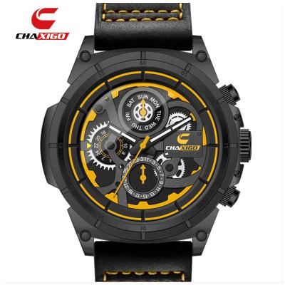 China Chaxigo Full Calendar 2021 Fashion Hot Luxury Sports Chronograph Wristwatches Quartz Men's Sale Leather Watches for sale