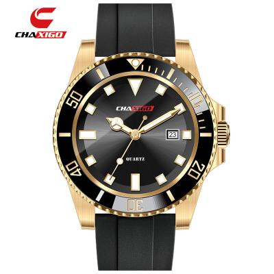 China Chaxigo 2021 New Luxury Brand Waterproof Full Charm Classic Calendar Strap Black Band Sports Wristwatch For Man for sale