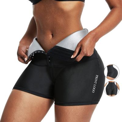 China Sustainable Logo Ladies Fitness Wear Lose Weight Neoprene Custom Sauna Sweat Waist Trimmer Control Yoga Shorts for sale